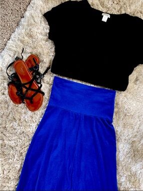 Lily Rose Blue Maxi A-line Skirt